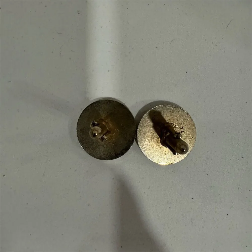 Vintage Swank Geometric Gold Tone Cufflinks w/ Mother of Pearl Inlay